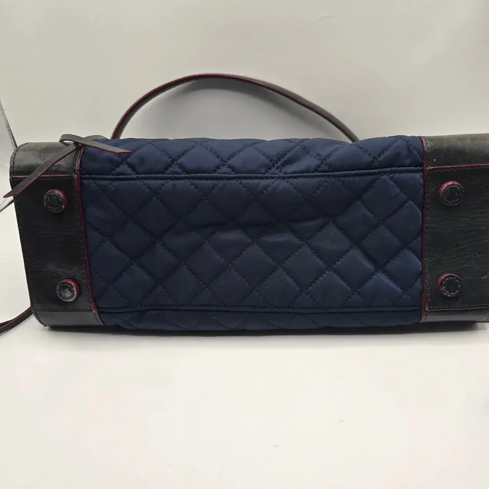 MZ Wallace New‎ York navy blue quilted leather trim purse gold chain handbag